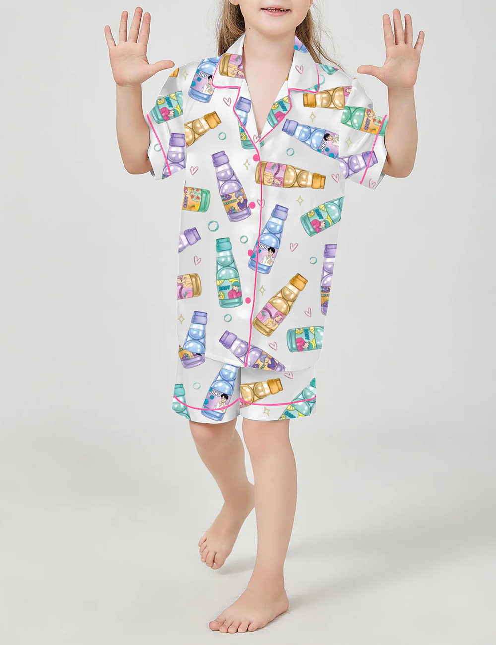 Kid's Kpop Demon Hunters Saja Boys Soda Pop Satin Pajama Set