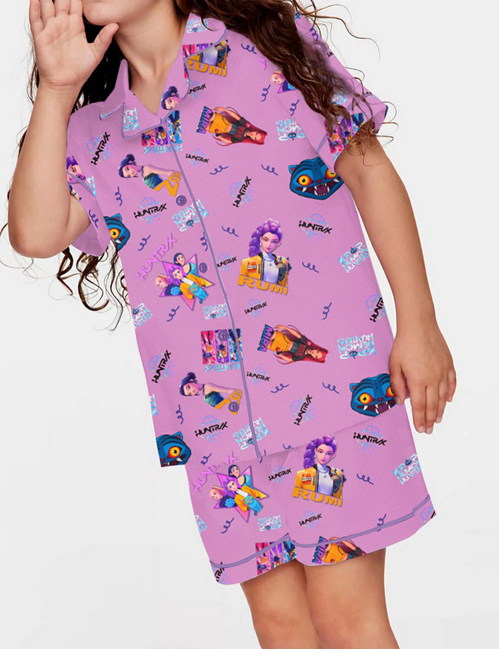 Kid's Huntrix Demon Hunters Satin Pajama Set