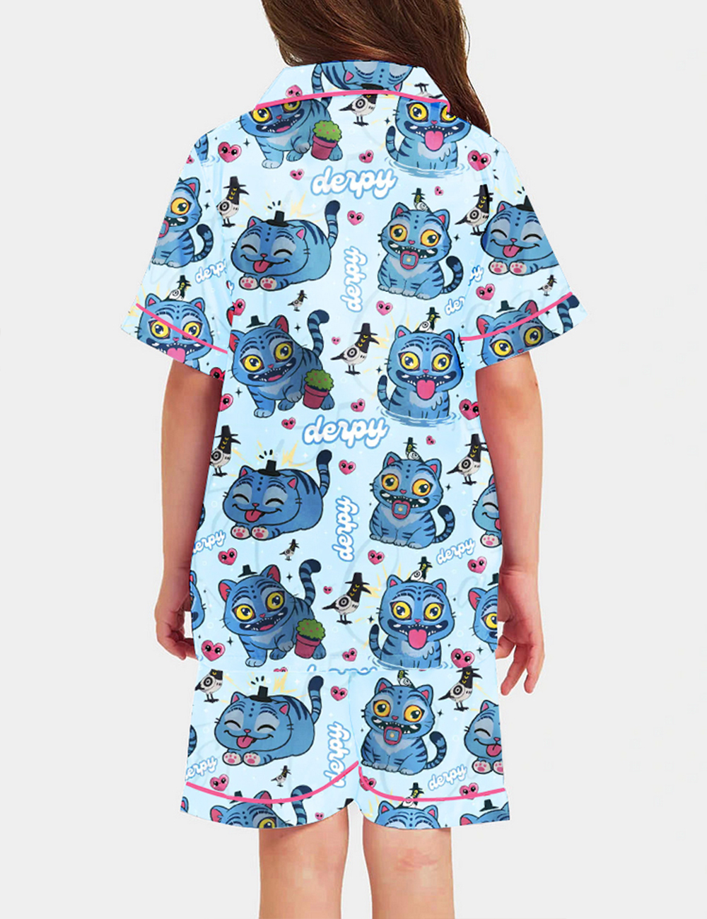 Kid's Derpy Tiger Demon Hunters Satin Pajama Set