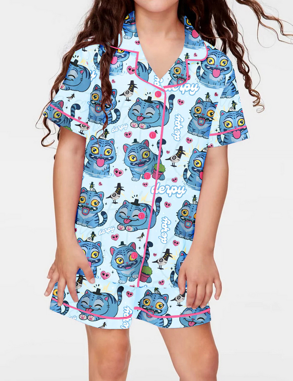 Kid's Derpy Tiger Demon Hunters Satin Pajama Set