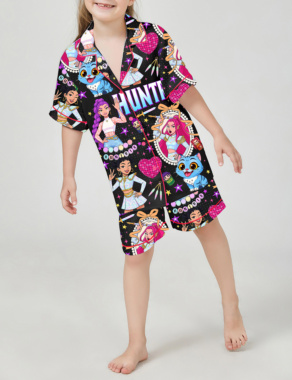 Kid's Kpop Demon Hunters Huntrix Satin Pajama Set