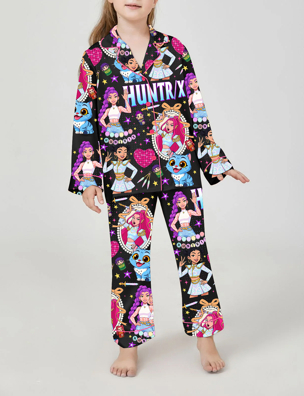 Kid's Kpop Demon Hunters Huntrix Satin Pajama Set