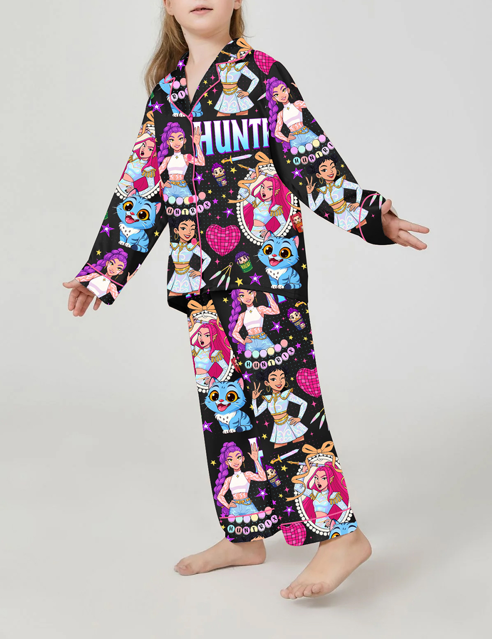 Kid's Kpop Demon Hunters Huntrix Satin Pajama Set