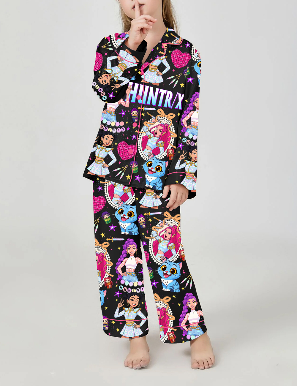 Kid's Kpop Demon Hunters Huntrix Satin Pajama Set