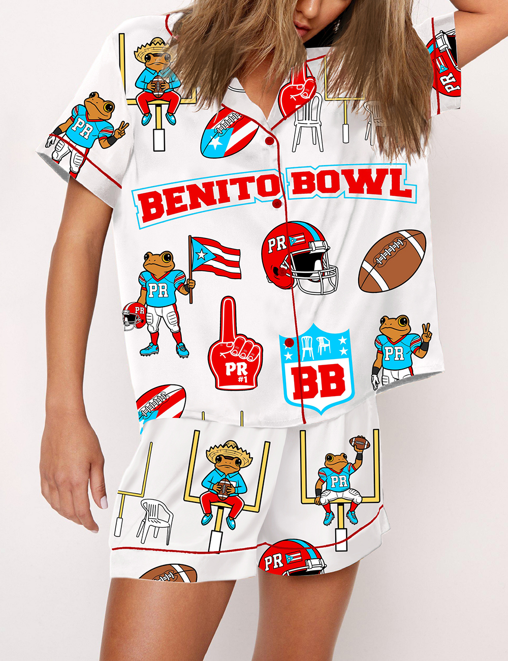 Women’s Concho Football Player DTMF Puerto Rico Pajama Set