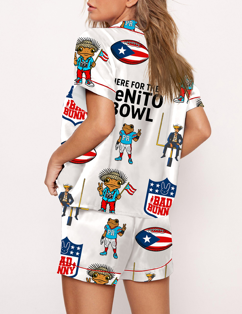 Women's Vintage Benito Bowl Football Bad Bunny Pajama Set