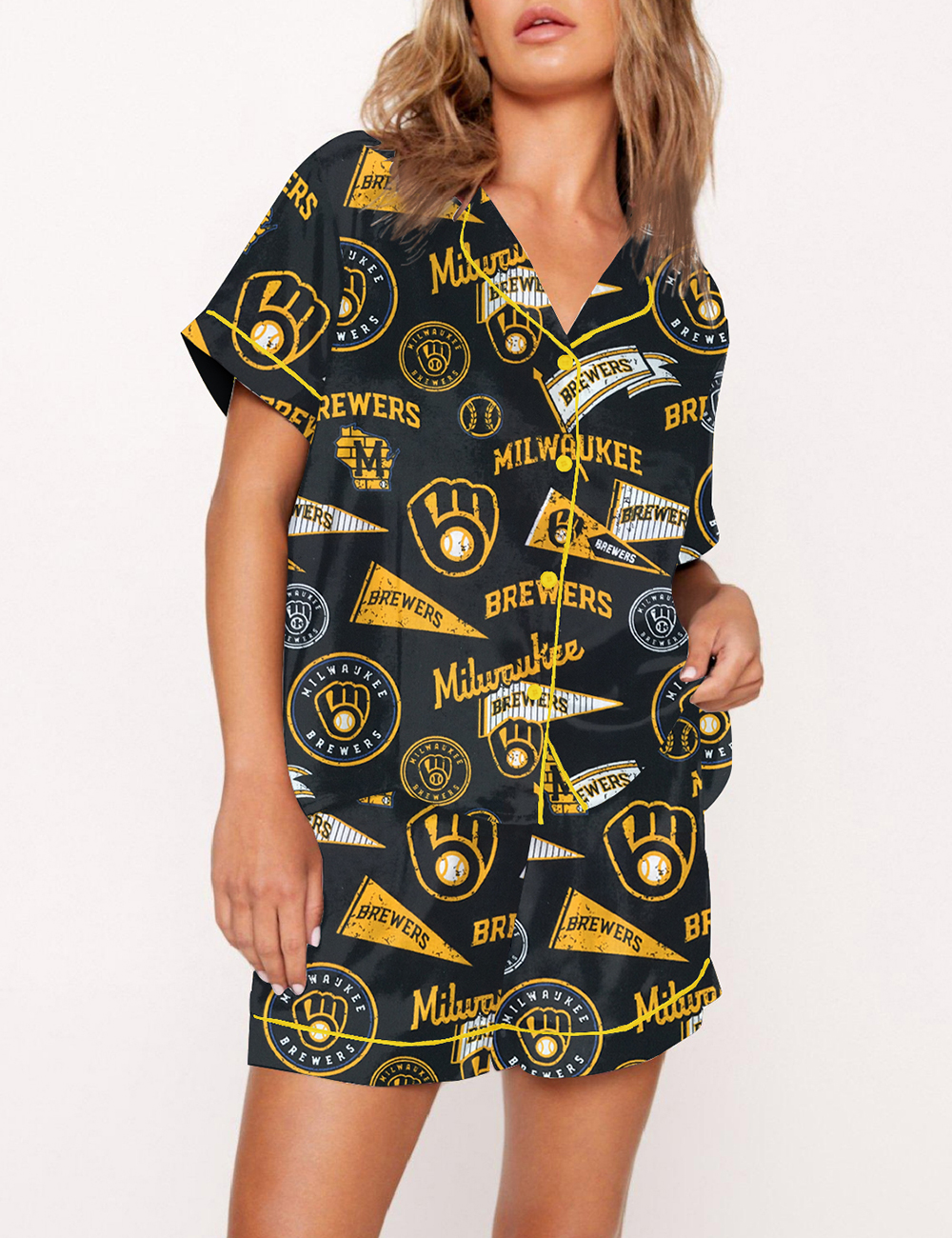 Women's Milwaukee Brewers Baseball Vintage Throwback Pajama Set