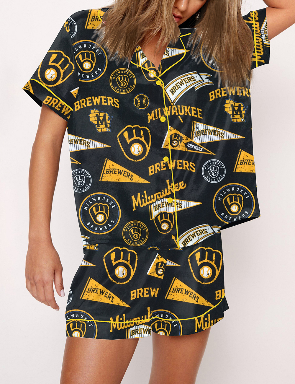 Women's Milwaukee Brewers Baseball Vintage Throwback Pajama Set