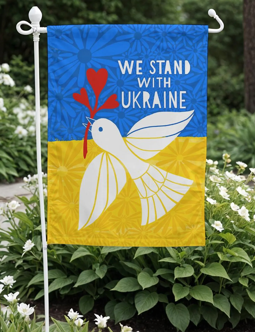 We Stand with Ukraine Stop UKR War Garden Flag