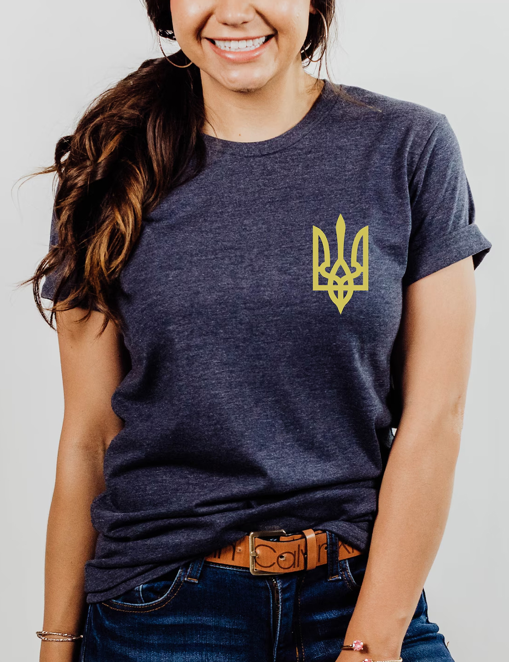 Stand With Ukraine Trident Print T-Shirt