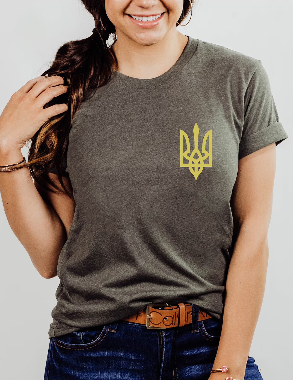 Stand With Ukraine Trident Print T-Shirt