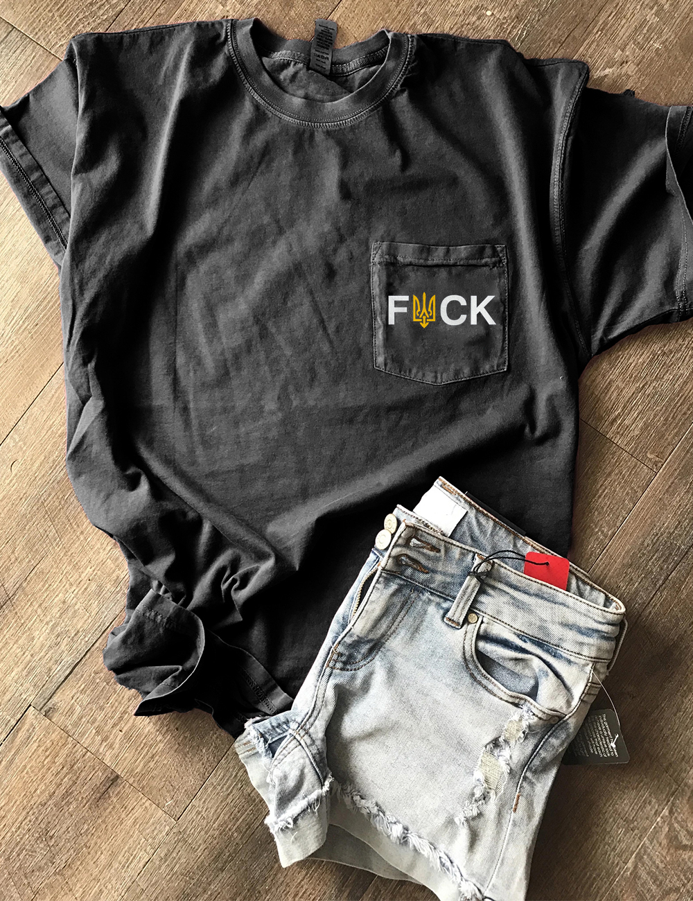 Stop UKR War Ukraine Trident Pocket T-Shirt