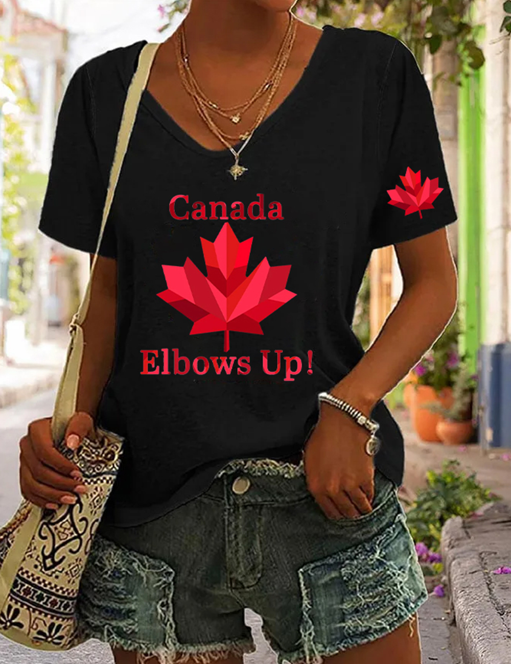 Elbows Up Canada Strong Maple Leaf Proud Canadian T-shirt