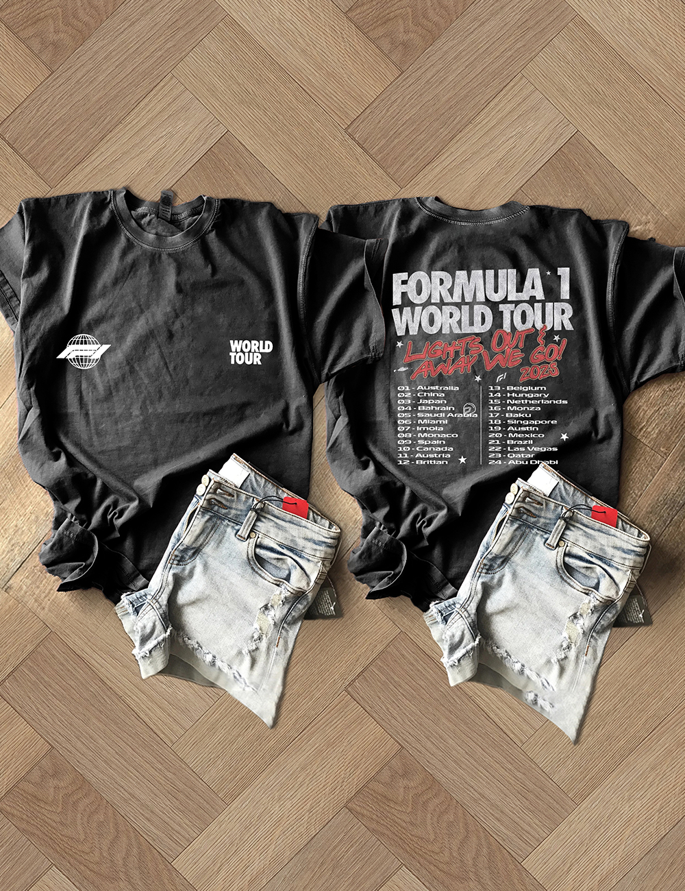 Formula 1 F1 World Tour Vintage Style T-Shirt