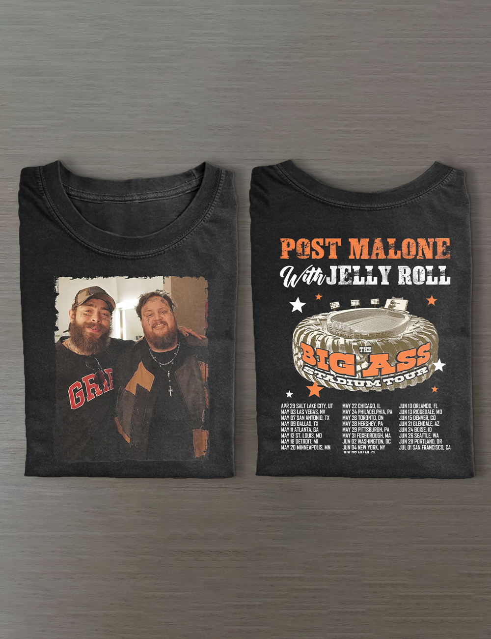 Post Malone Jelly Roll 2025 Tour T-Shirt