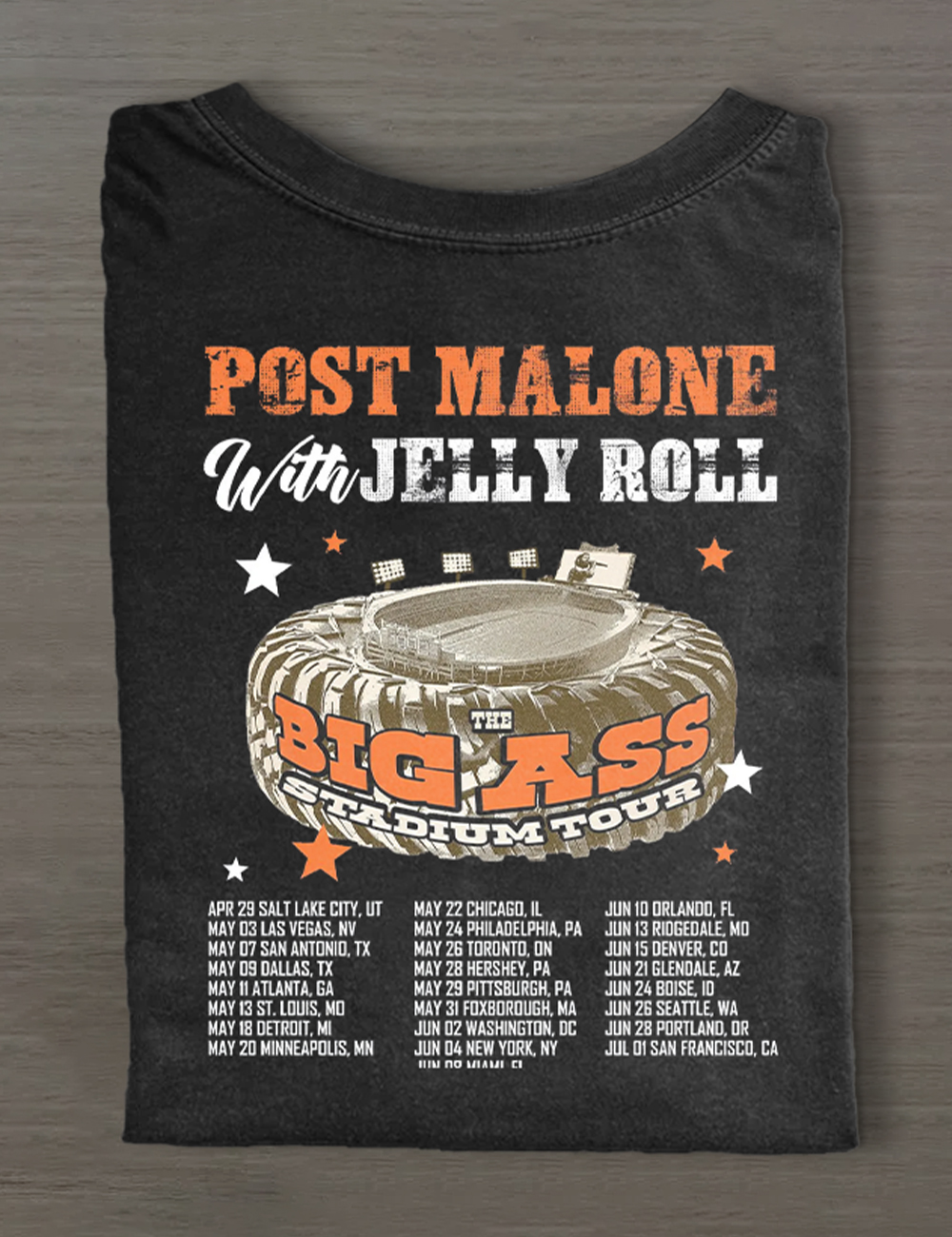 Post Malone Jelly Roll 2025 Tour T-Shirt