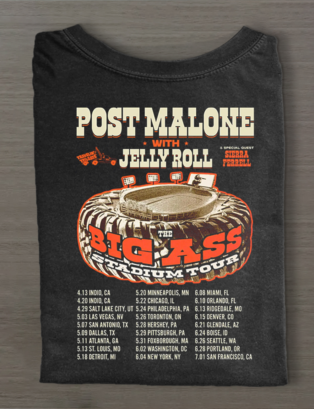 Post Malone Jelly Roll 2025 Concert T-Shirt