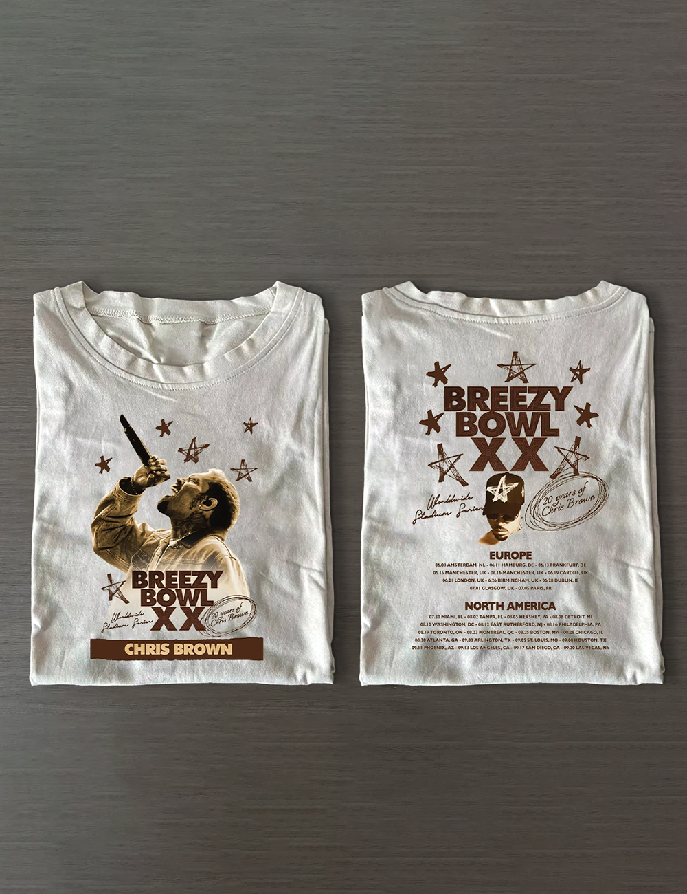 Chris Brown Breezy Bowl XX Tour 2 Sided T-Shirt