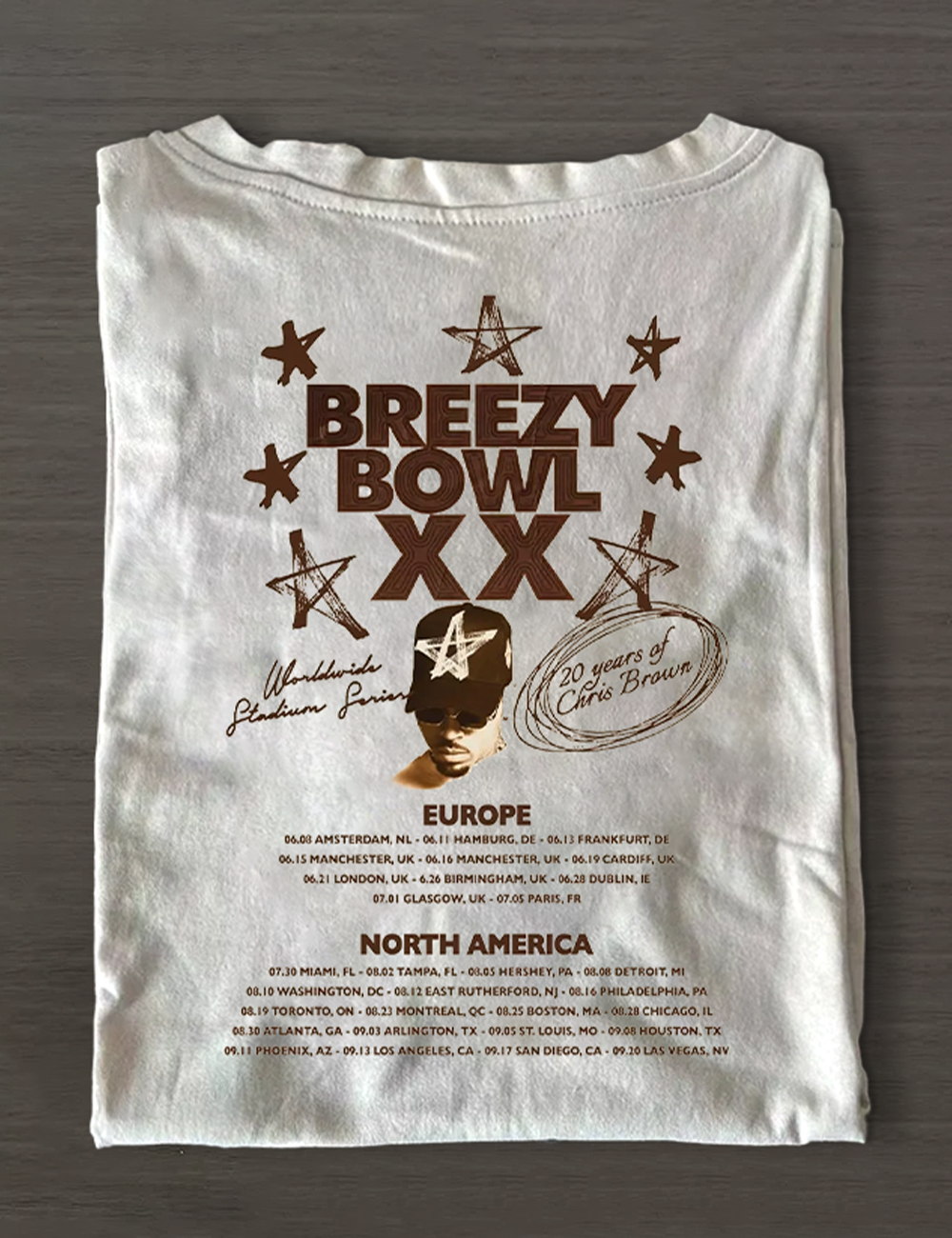 Chris Brown Breezy Bowl XX Tour 2 Sided T-Shirt