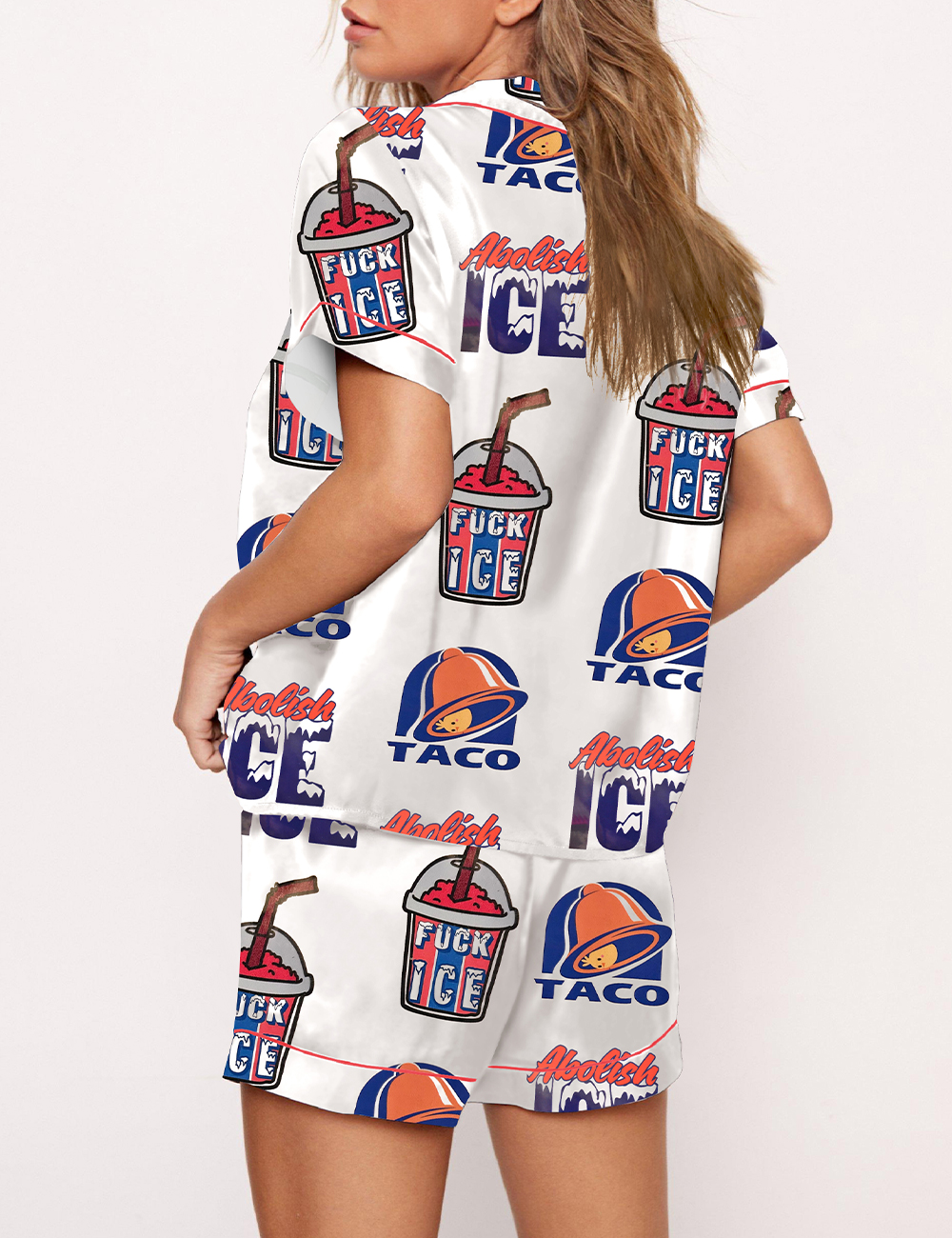Women's Abolish Ice 8647 Chicken Taco FDT Print Pajama Set