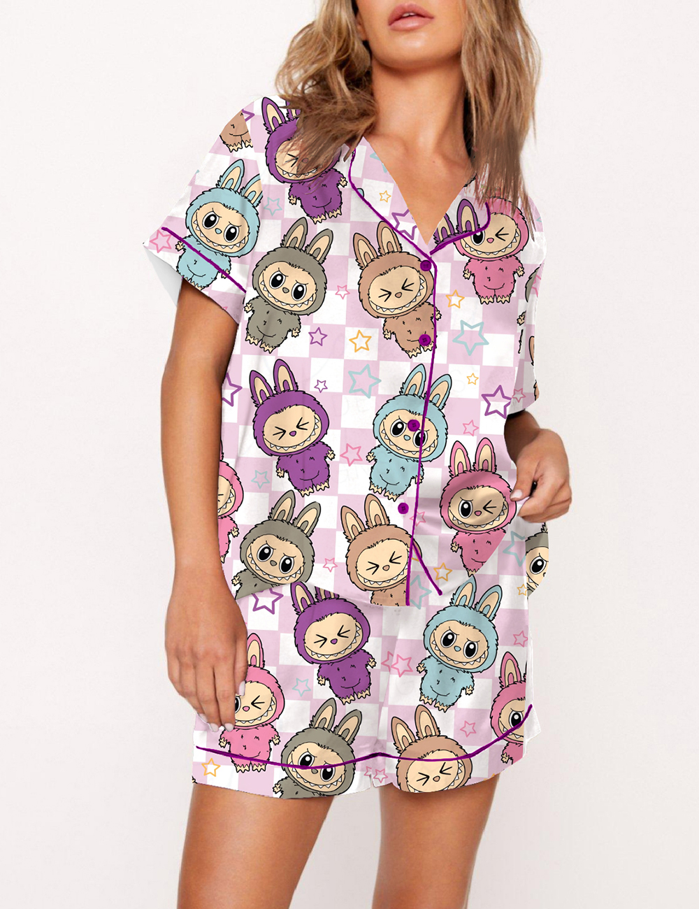 Women's Cute Labubu Print Pajama Set