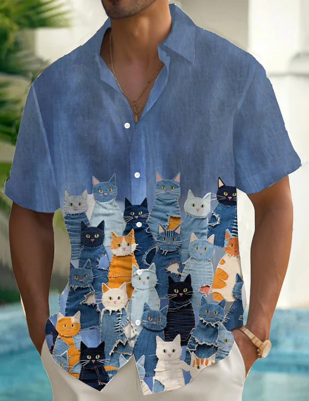 Men's Cats Printed Shirt