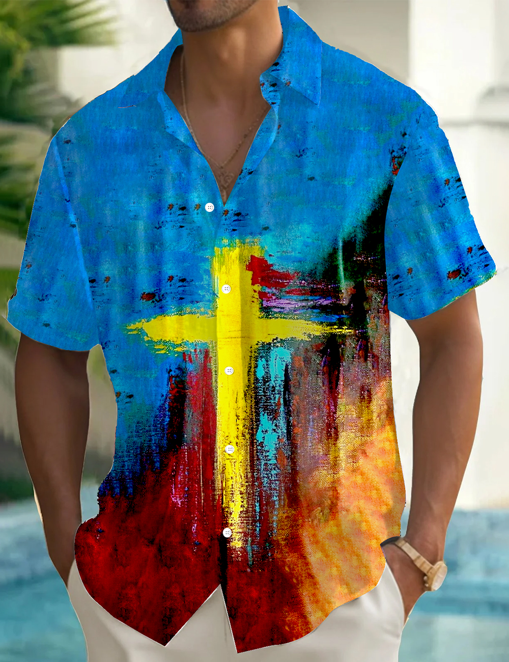 Men's Colorful Faith Jesus Printed Shirt