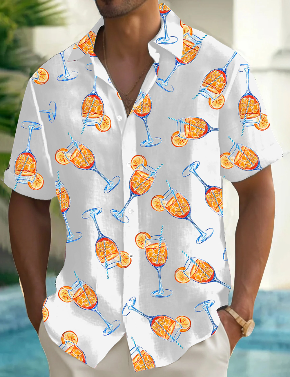 Men's Aperol Spritz Trio Watercolor Printed Shirt