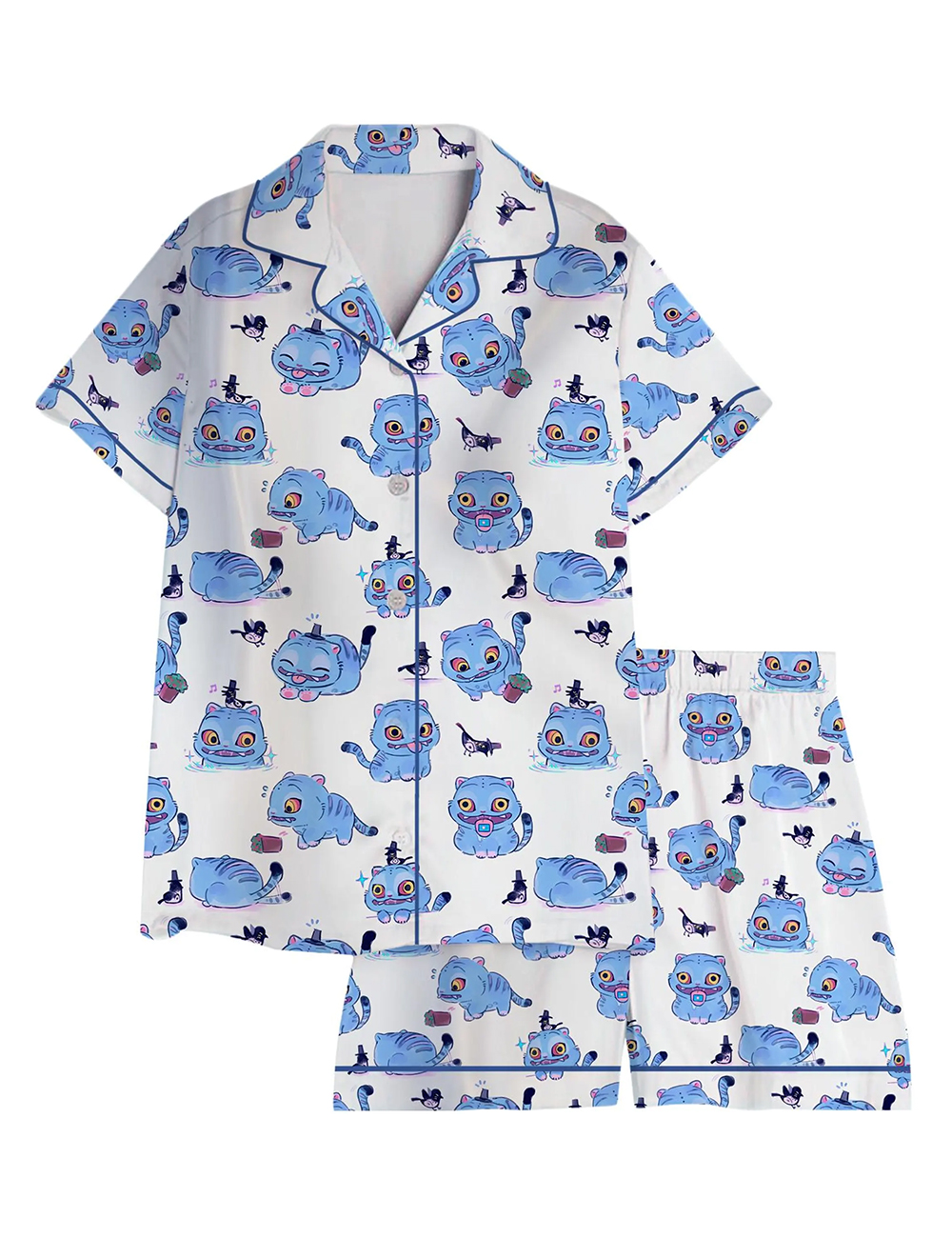 Women's Kpop Demon Hunters Blue Tiger & Magpie Pajama Set