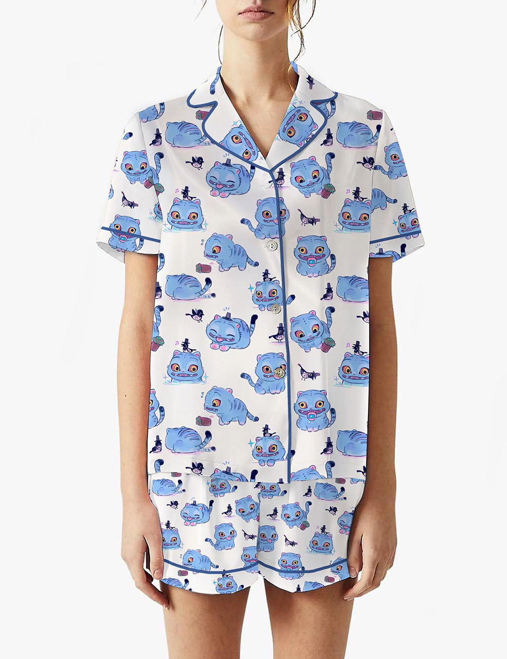 Women's Kpop Demon Hunters Blue Tiger & Magpie Pajama Set