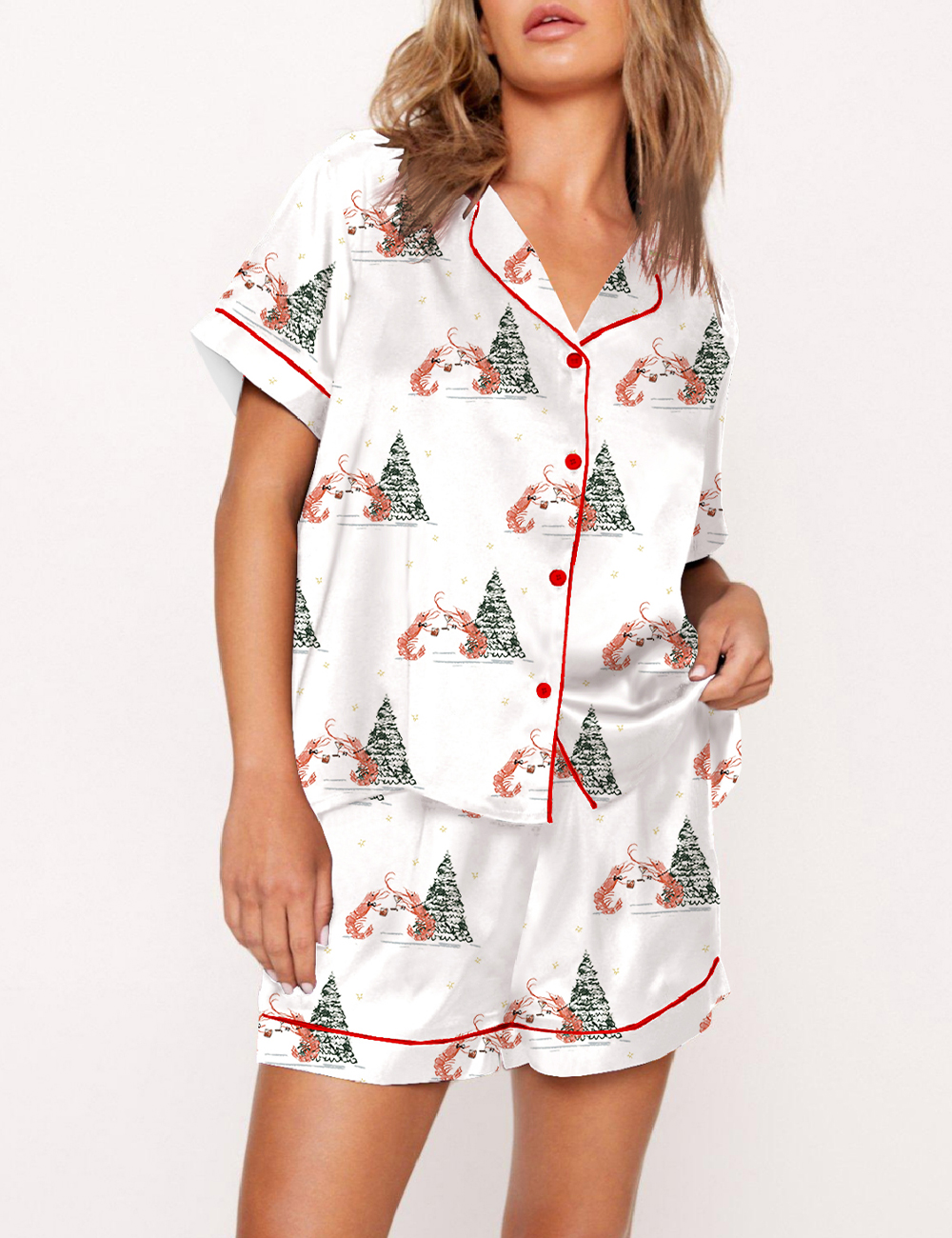 Women's Shrimp Around The Christmas Tree Pajama Set
