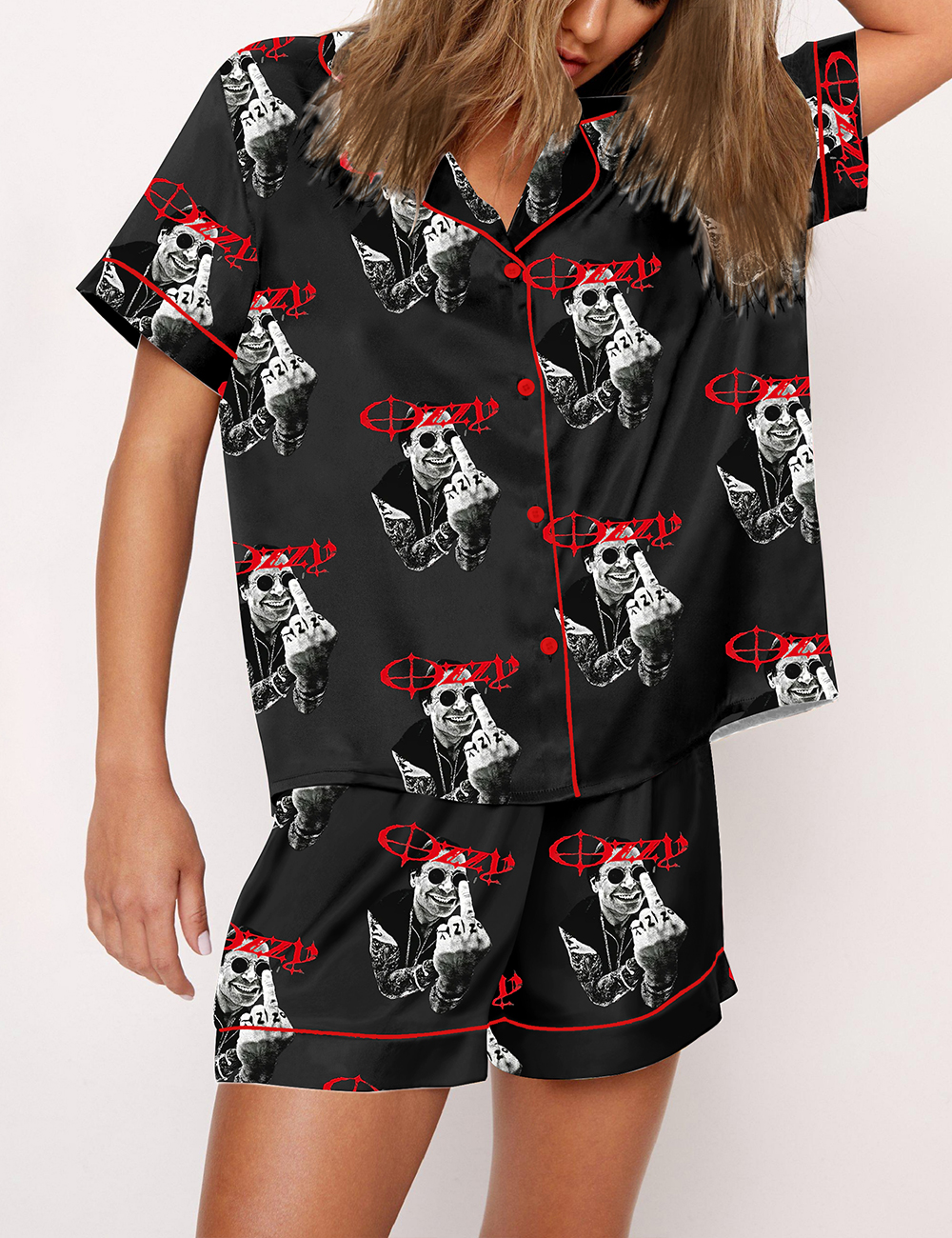 Women's Ozzy Osbourne Middle Finger  Pajama Set
