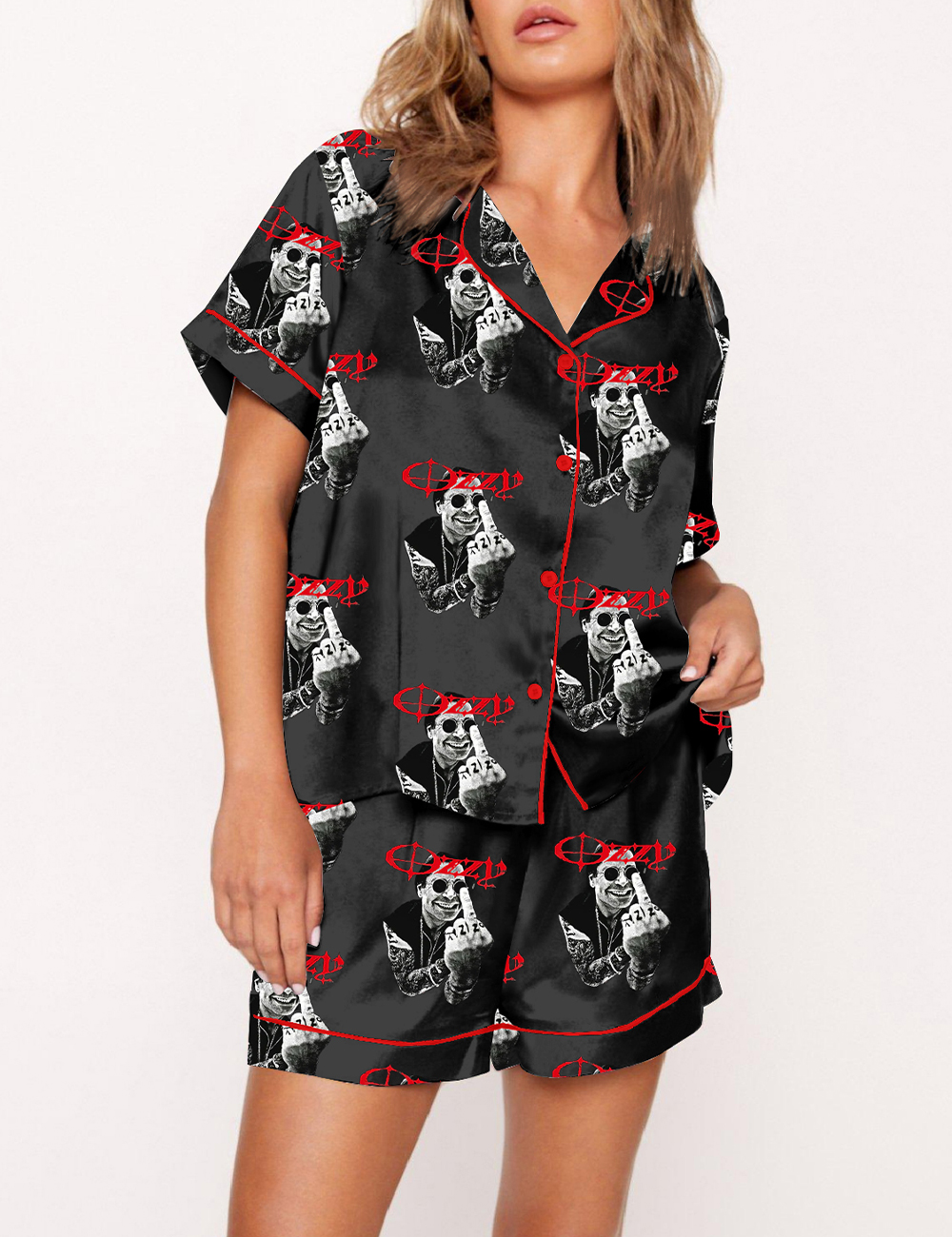 Women's Ozzy Osbourne Middle Finger  Pajama Set