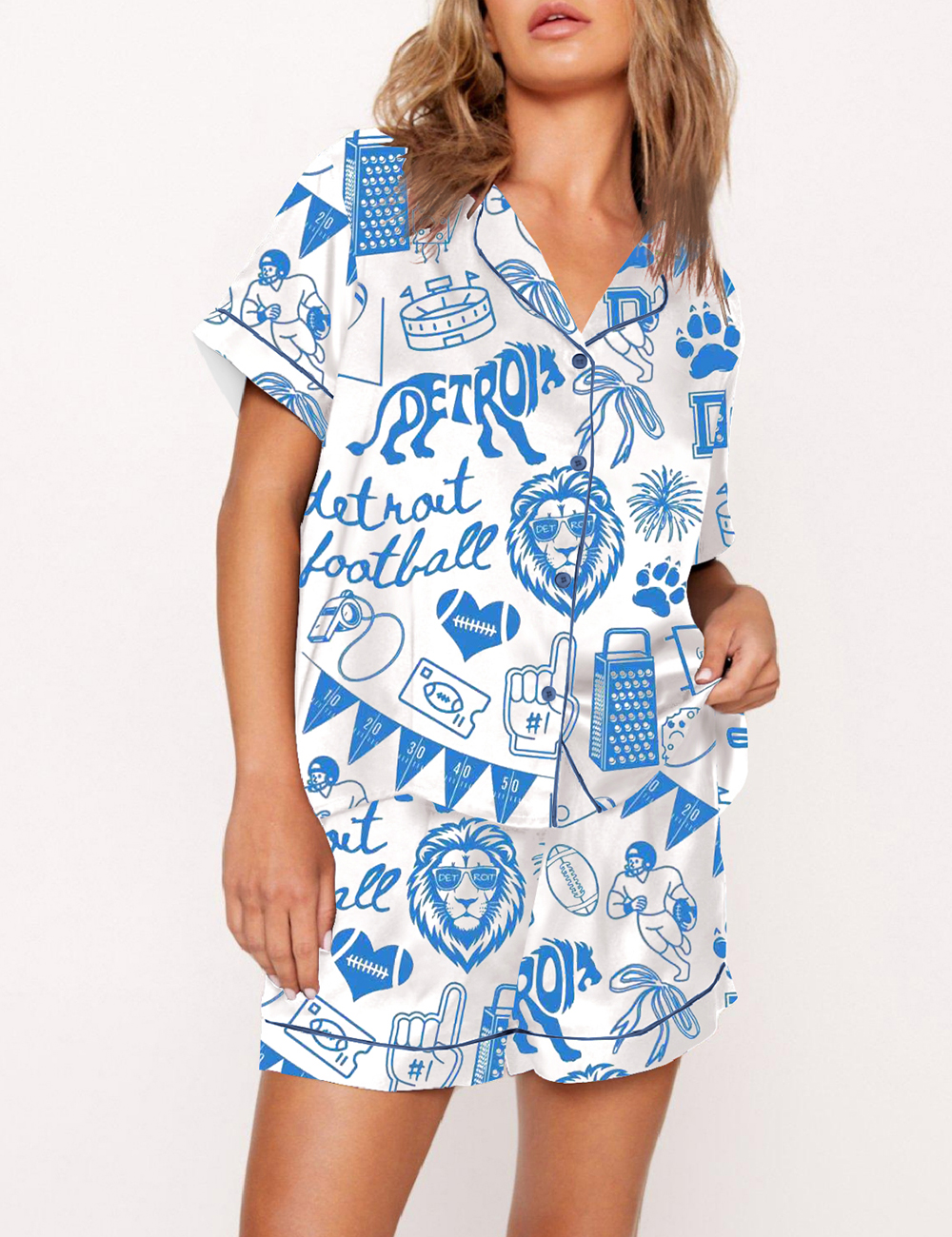 Women's Detroit Lions Football Game Day Pajama Set