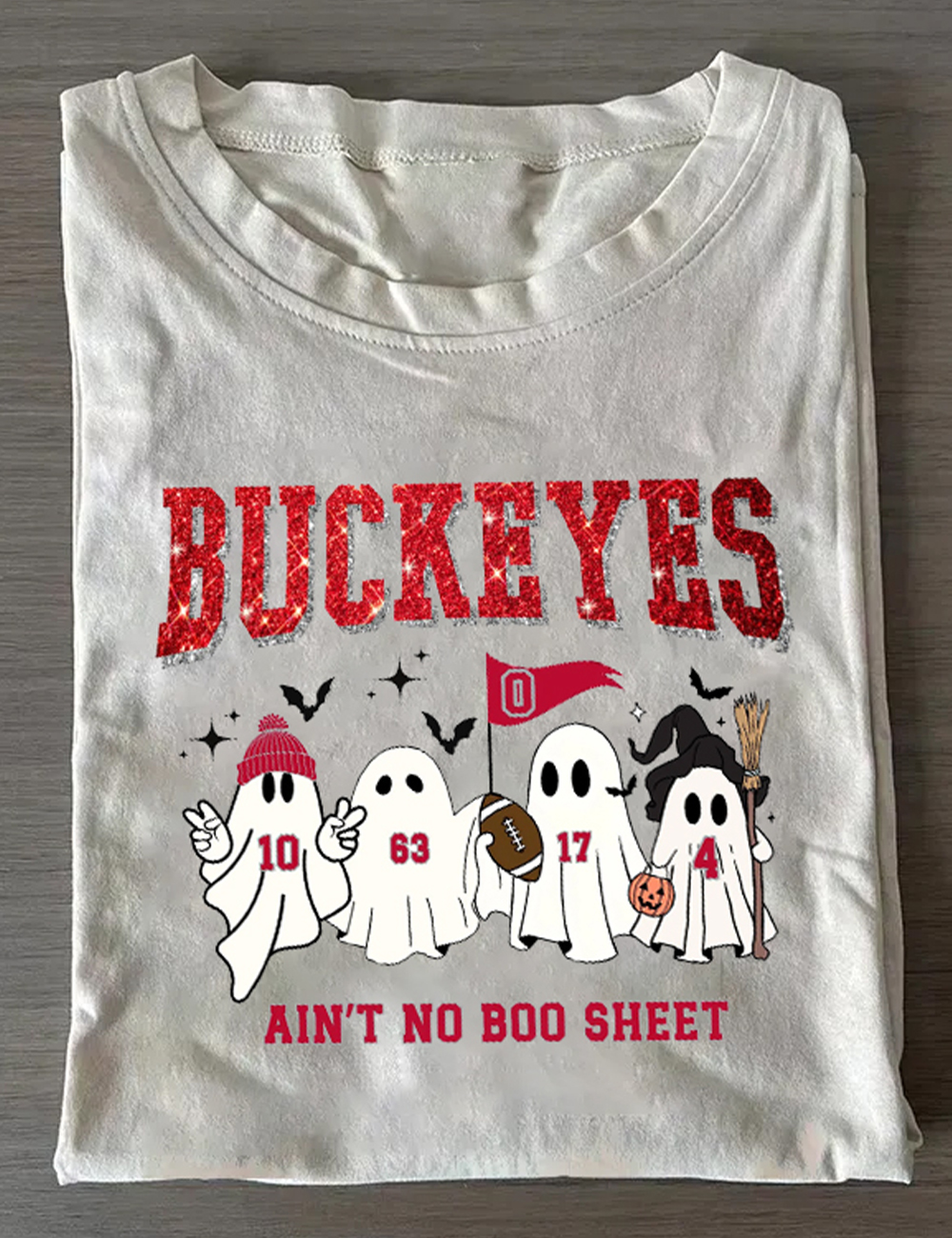Ohio Football Boo Sheet Bow T-Shirt