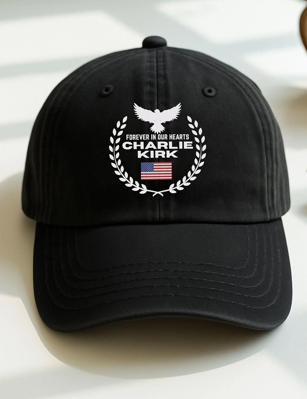 Patriotic Eagle Wreath Forever In Our Hearts Baseball Cap
