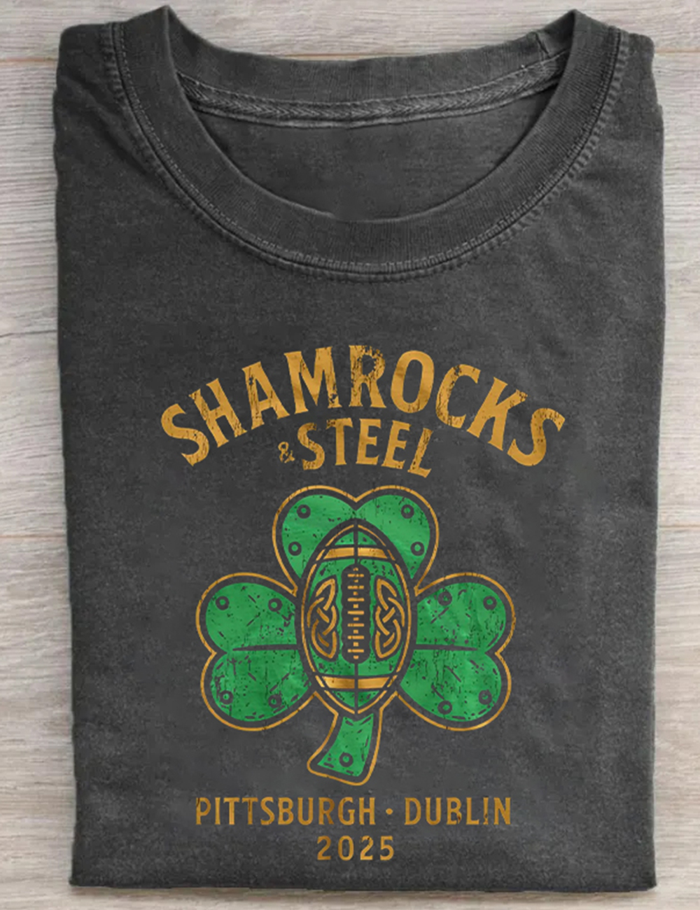Shamrocks & Steel Pittsburgh And Dublin 2025 Football T-Shirt