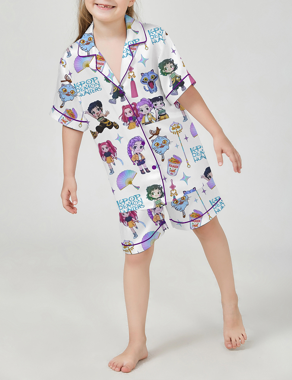 Kid's Kpop Demon Hunters Huntrix Satin Pajama Set