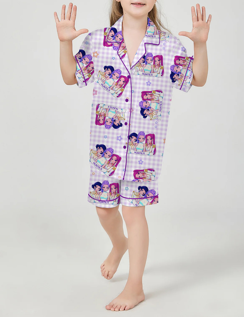 Kid's Kpop Demon Hunters Huntrix Inspired Satin Pajama Set