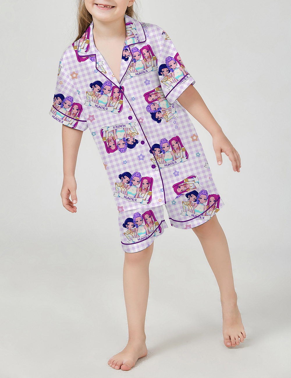 Kid's Kpop Demon Hunters Huntrix Inspired Satin Pajama Set