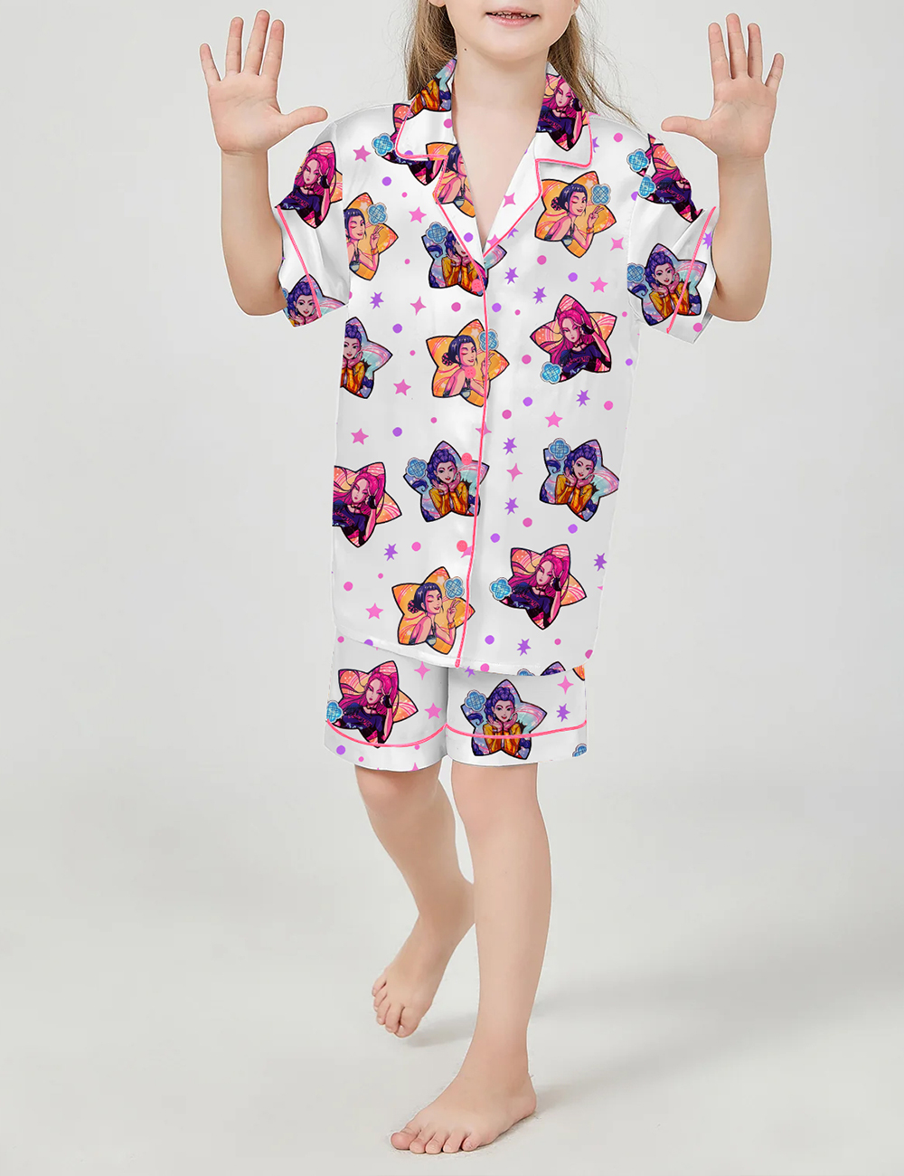 Kid's Kpop Demon Hunters Rumi Zoey And Mira Satin Pajama Set