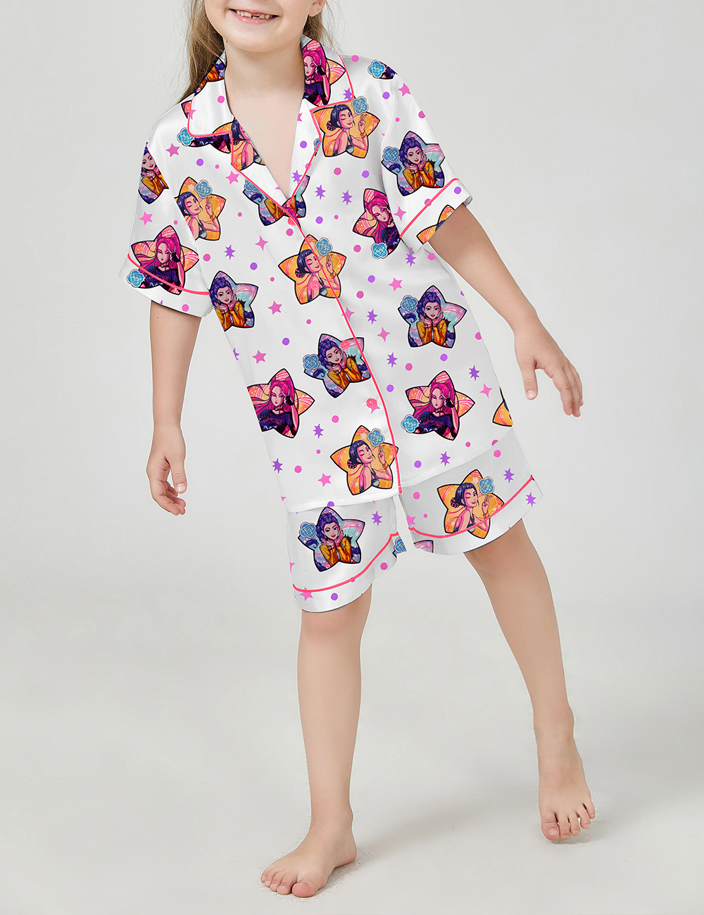 Kid's Kpop Demon Hunters Rumi Zoey And Mira Satin Pajama Set