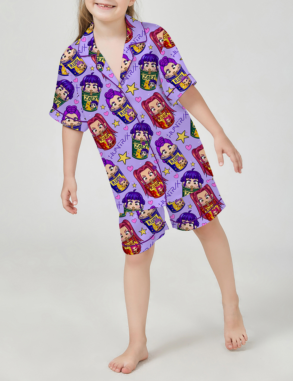 Kid's Huntrix Demon Hunters Rumi Mira Zoey Satin Pajama Set