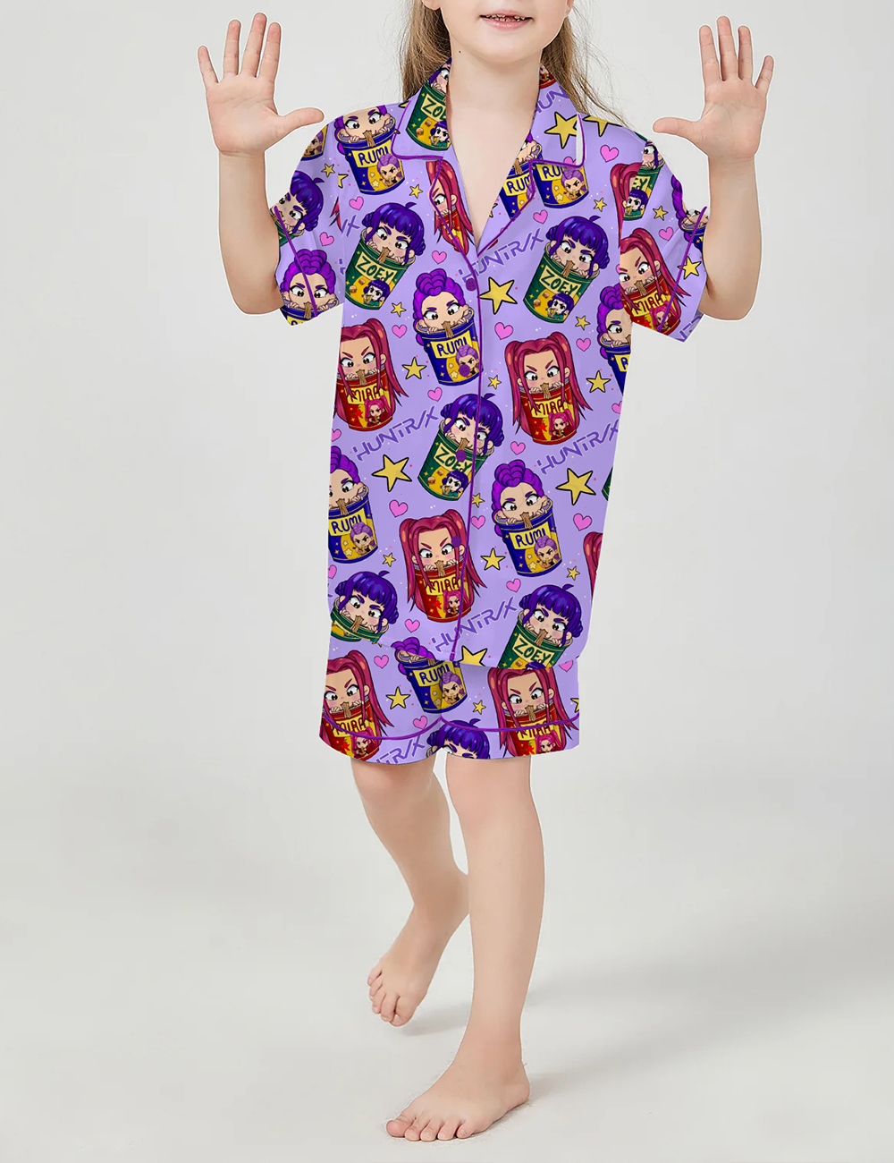 Kid's Huntrix Demon Hunters Rumi Mira Zoey Satin Pajama Set