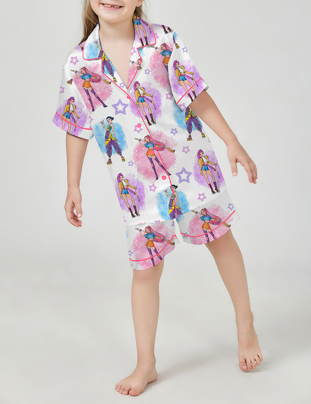 Kid's Demon Hunters Huntrix Rumi Mira Zoey Satin Pajama Set