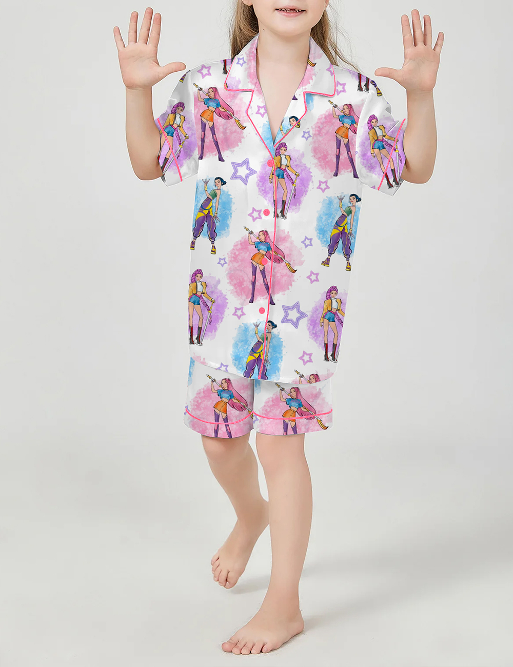 Kid's Demon Hunters Huntrix Rumi Mira Zoey Satin Pajama Set