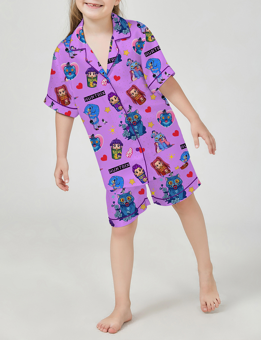 Kid's Kpop Demon Hunters Huntrix Girls Satin Pajama Set