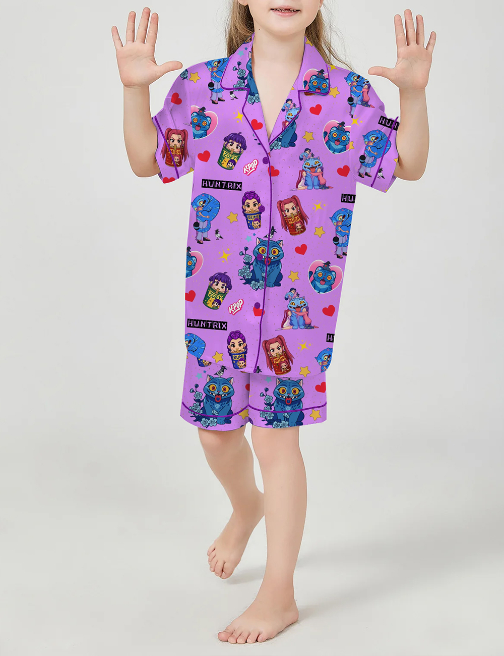 Kid's Kpop Demon Hunters Huntrix Girls Satin Pajama Set