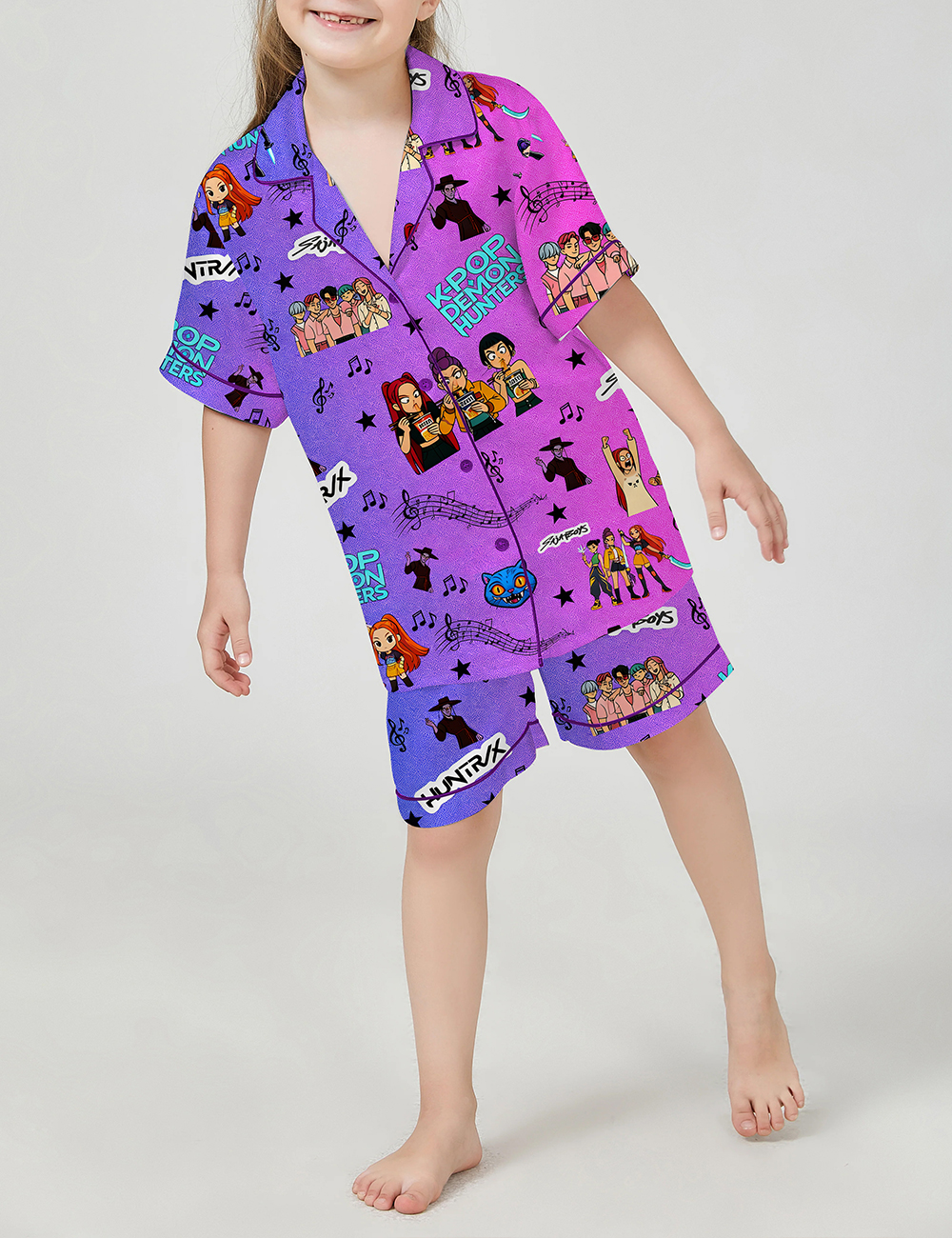 Kid's Kpop Demon Hunters Huntrix Satin Pajama Set