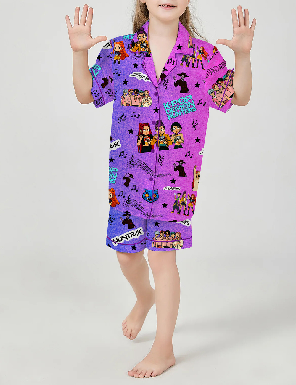 Kid's Kpop Demon Hunters Huntrix Satin Pajama Set
